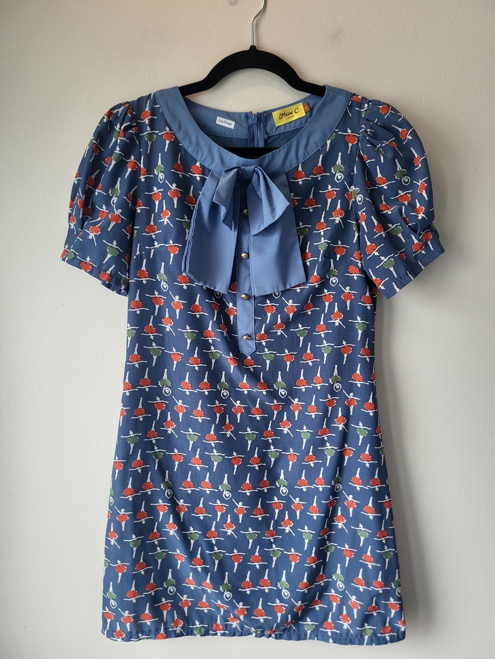 Max C London Blue Ballerina Bow-Front Mini Dress
